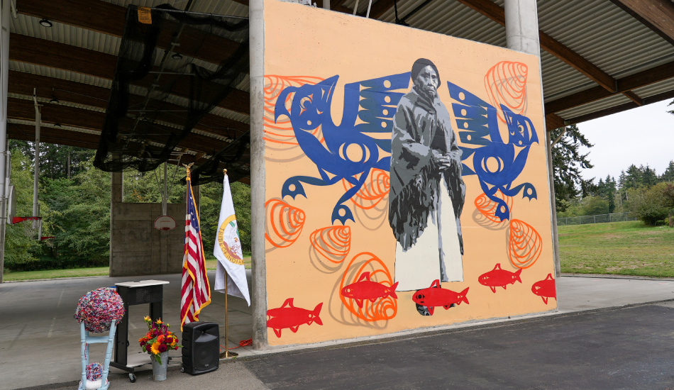 Lucy Gerand mural unveiled at Chautauqua Elementary School